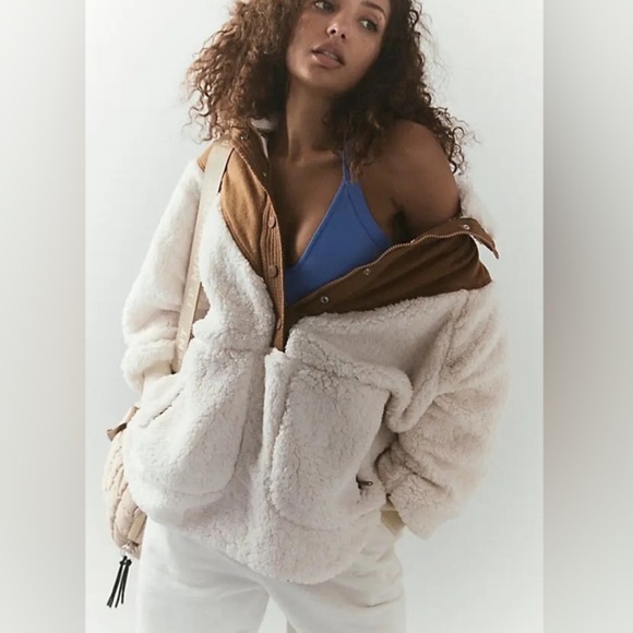 Free People Movement Fall To Rise Fleece Quarter Snap Pullover Fleece Brown NWOT - Picture 4 of 16